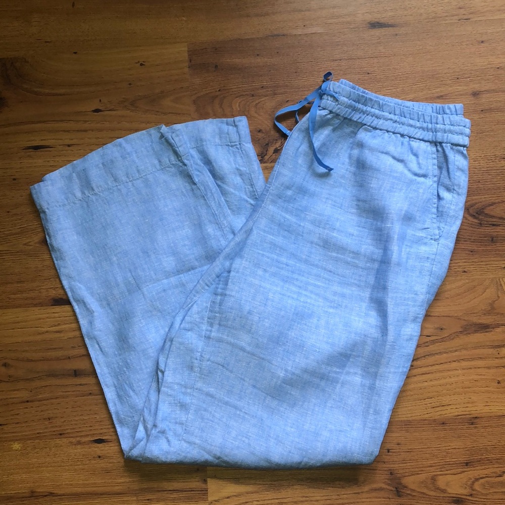 EUC Talbots linen pull on wide leg pant Size L